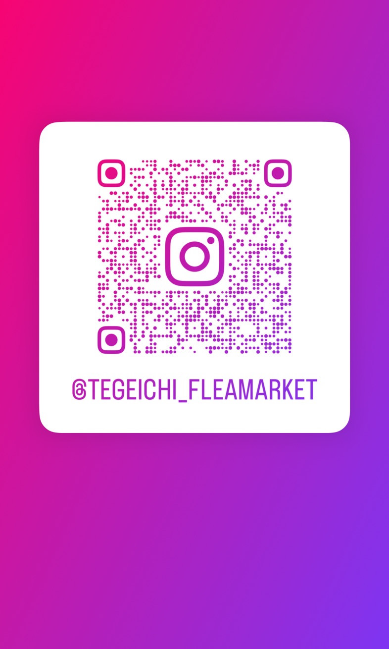 てげいち公式Instagram @tegeichi_fleamarket のQRコード。タップでも公式アカウントを開けます。